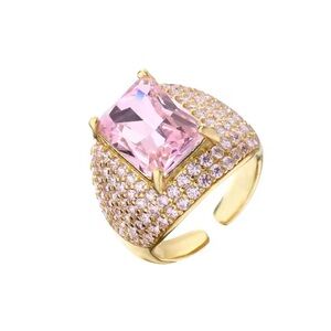 PINK GOLD CZ ADJUSTABLE STATEMENT RING
